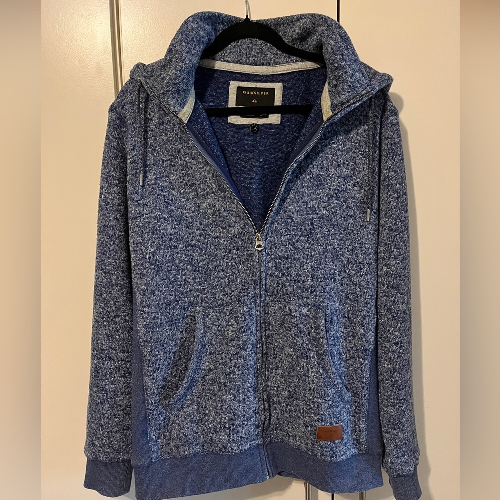 Quiksilver Heathered Blue Zip-Up Sweater
